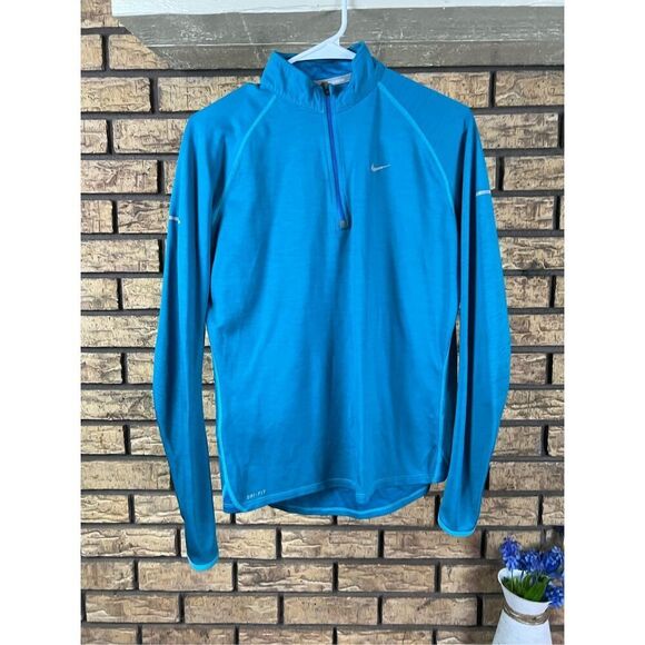 Nike Dri-Fit Pro Women's‎ Athletic 1/4 Zip Jacket Long Sleeve Blue Size XL - Picture 1 of 4